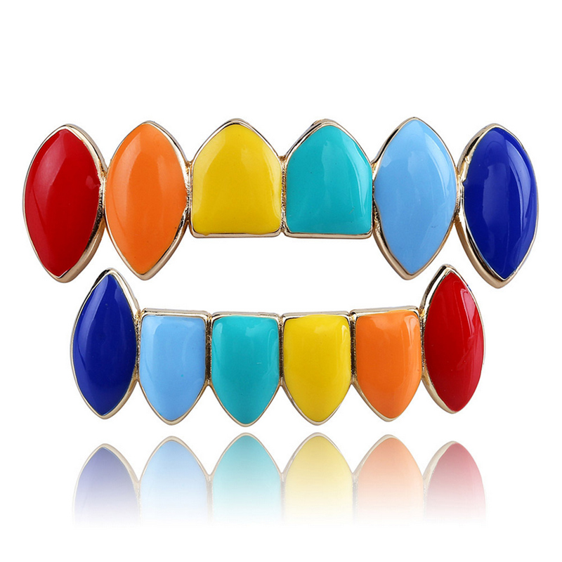 18K Gold Plated Vampire Teeth Dental Grills Punk High Grade Men Women Street Fashion Multicolor Hip Hop Grillz 2-Piece Set
18K Gold Plated Vampire Teeth Dental Grills Punk High Grade Men Women Street Fashion Multicolor Hip Hop Grillz 2-Piece Set