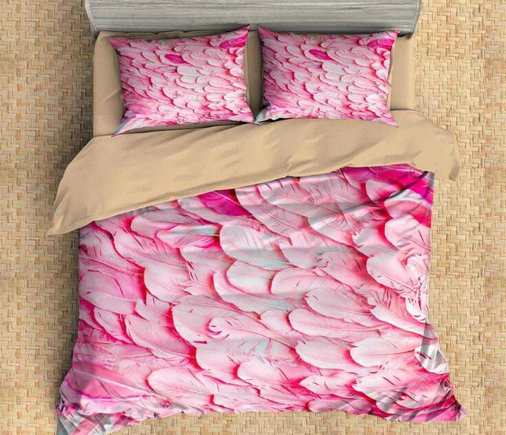 Feather Pattern Bedding Set 3D Peacock Colorful Feather Printing Duvet Cover with Pillowcase Full Queen King Size