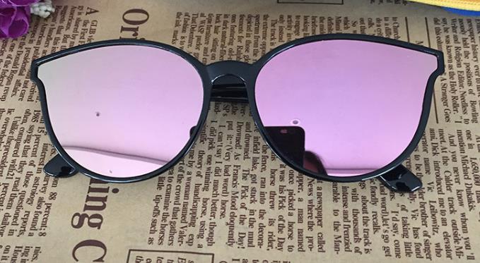 Kids Fashion Cat Eye Round Sunglasses For Girls Boys UV Protection Mirror Lens Clear Lense Children Sunblock