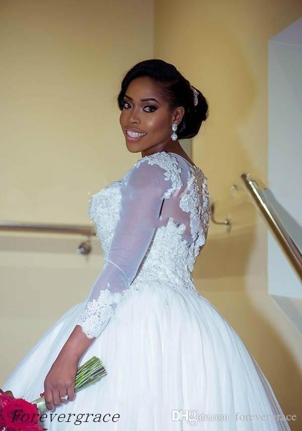 2019 Vintage Arabic Dubai Style Long Sleeves Lace Wedding Dress Ball Gown Sheer Turkey Bohemian Bridal Gown Custom Made Plus Size