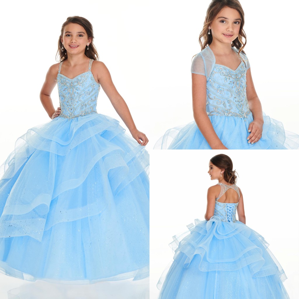 2020 baby blue removable jacket girls pageant dresses spaghetti straps ball gown beading crystal girl birthday party flower dress, White;red
2020 baby blue removable jacket girls pageant dresses spaghetti straps ball gown beading crystal girl birthday party flower dress, White;red