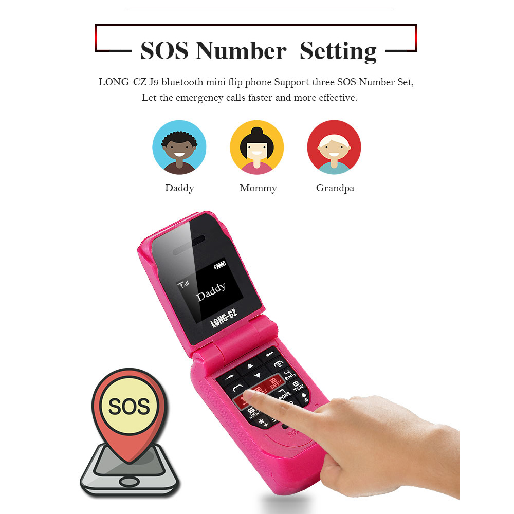 Long-cz Mini Flip Plastic Mobile Cell Phones Extra Light Smallest Size Bluetooth Dial Magic Voice Changer SOS Fast Dialing Single Sim BT Music