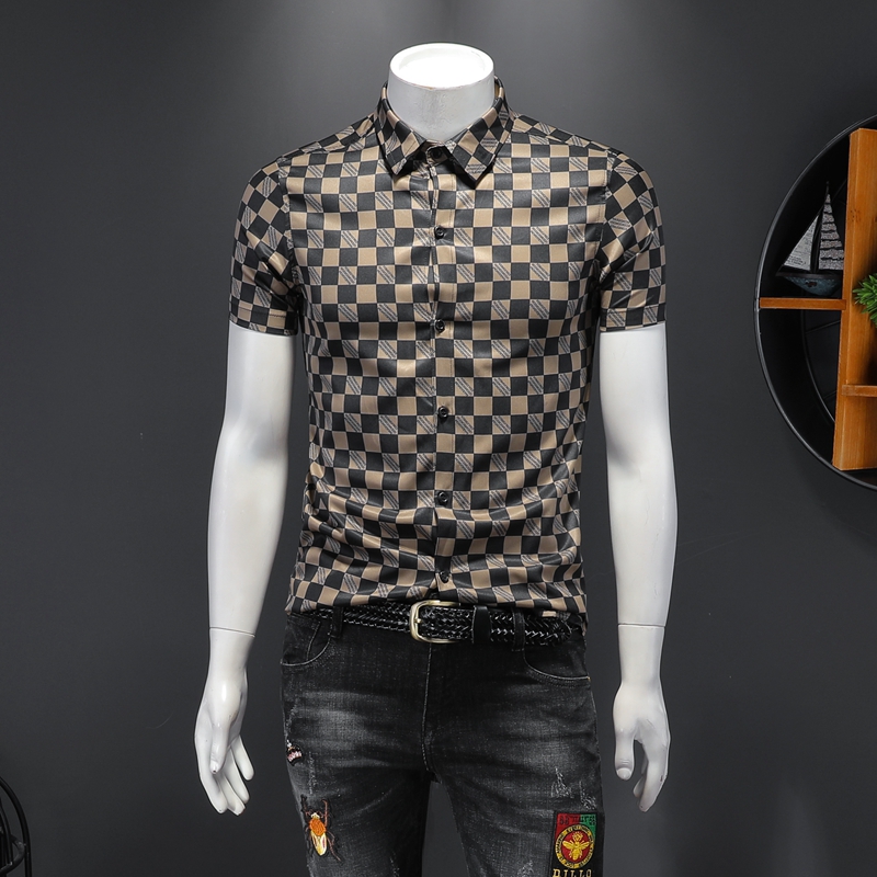 summer plaid print shortsleeved shirt mens handsome fashion casual shirt slim wild light cooked wind lapel top s-5XL 200 pounds is enough, Deep coffee color
summer plaid print shortsleeved shirt mens handsome fashion casual shirt slim wild light cooked wind lapel top s-5XL 200 pounds is enough, Deep coffee color