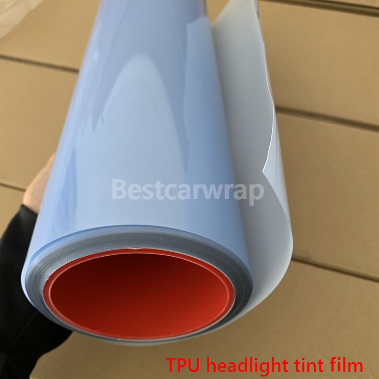 TPU Self healing Headlights Tinting Headlamp Tint film Light black smoke /1x32ft Roll ( 0.3x10meter clear and blue color size 0.3x10m Roll (