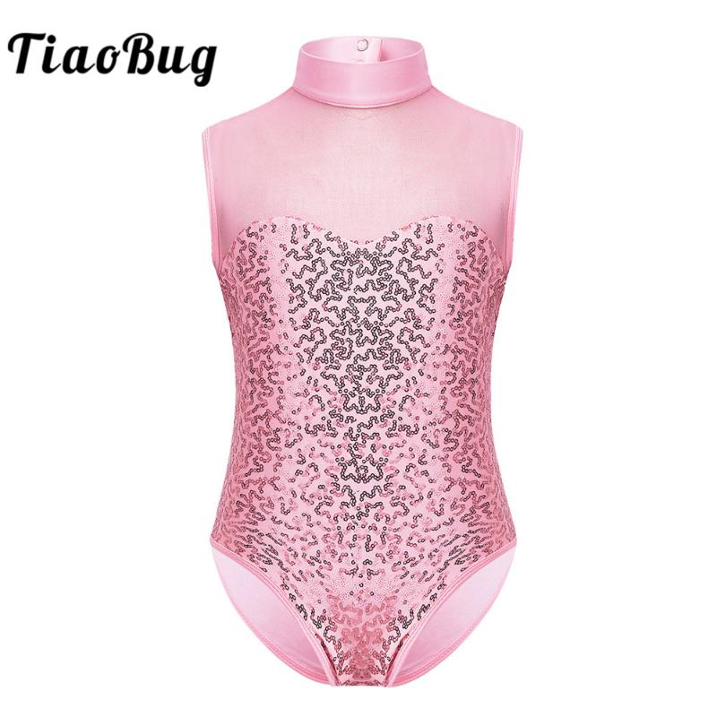 TiaoBug Kids Girls Sparkly Sequins Sleeveless Mock Neck Tulle Splice Gymnastics Leotard Ballet Dress Stage Performance Dancewear, Black
TiaoBug Kids Girls Sparkly Sequins Sleeveless Mock Neck Tulle Splice Gymnastics Leotard Ballet Dress Stage Performance Dancewear, Black