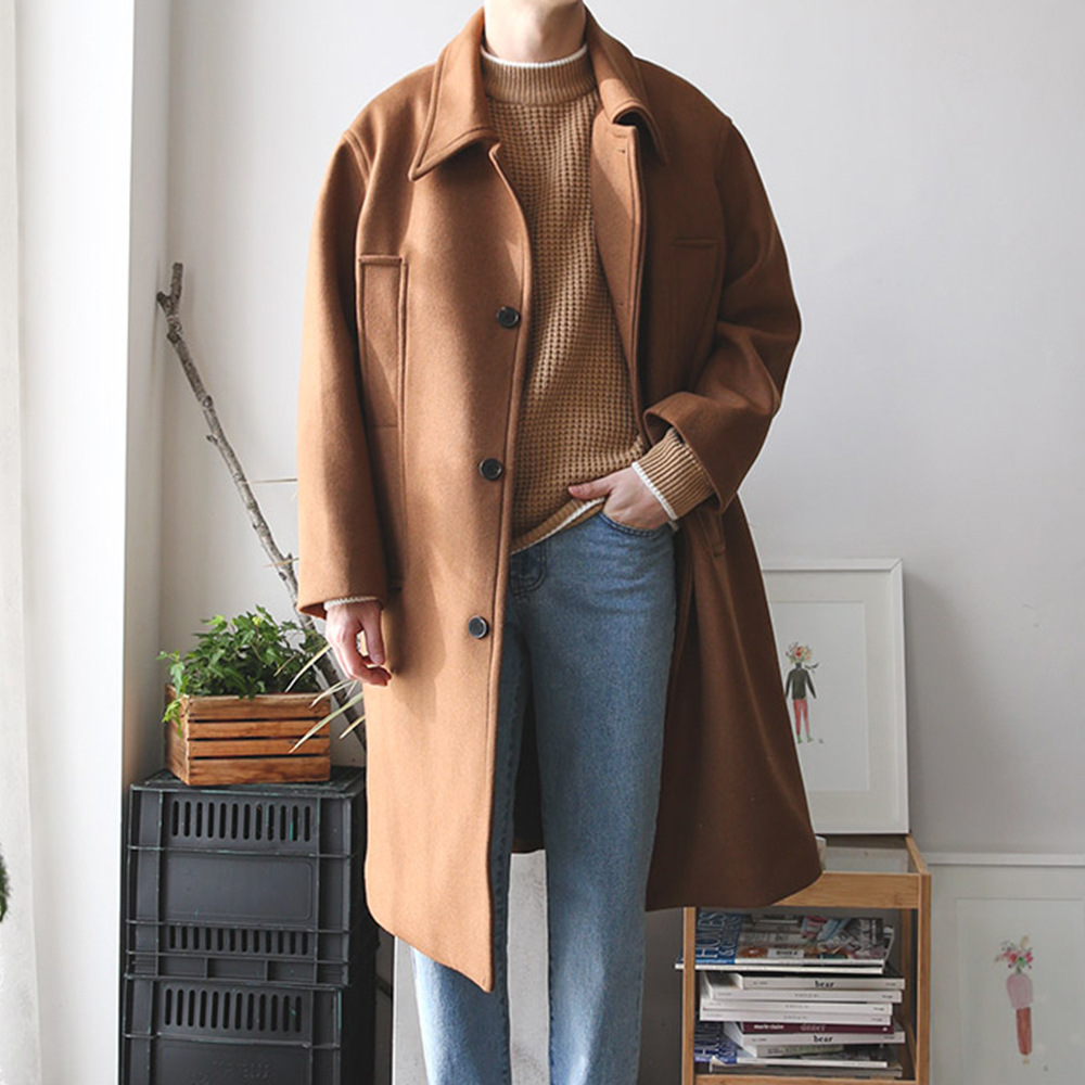 Casual Korean Style Men Wool Blend Coat Long Cashmere Jacket Single Breasted Mens Overcoats, Black
Casual Korean Style Men Wool Blend Coat Long Cashmere Jacket Single Breasted Mens Overcoats, Black