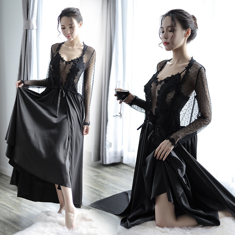 Pink Sleep Set Silk Long Gowns Ladies Black Women Robes Sleepwear Sets Lace Bathrobe Pajamas Dress Bridesmaid Lingerie Porno
Pink Sleep Set Silk Long Gowns Ladies Black Women Robes Sleepwear Sets Lace Bathrobe Pajamas Dress Bridesmaid Lingerie Porno