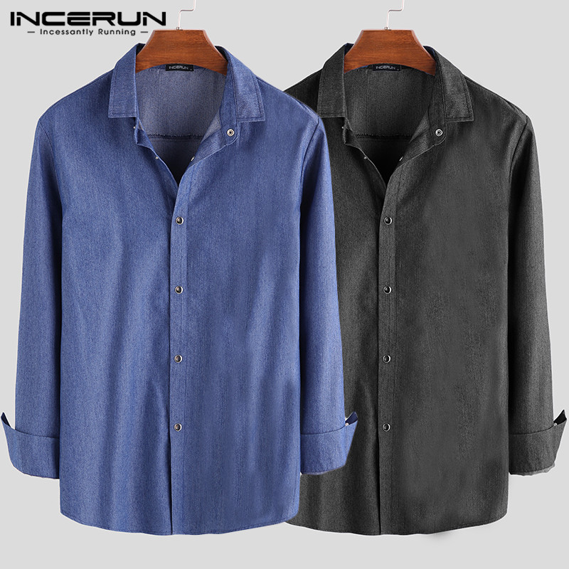 INCERUN Stylish Men Denim Shirt Lapel Long Sleeve Plain 2019 Button Chic Brand Dress Shirts Men Business Casual Camisa Masculina, Blue shirt
INCERUN Stylish Men Denim Shirt Lapel Long Sleeve Plain 2019 Button Chic Brand Dress Shirts Men Business Casual Camisa Masculina, Blue shirt