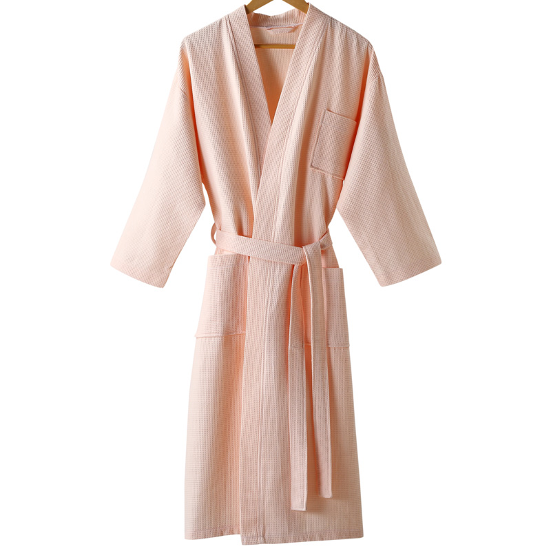 Men's Sleepwear 5 Star El Bathrobe Knee Length Summer Robe Cotton Waffle Bath Plus Size Kimono Men Women Dressing Gown