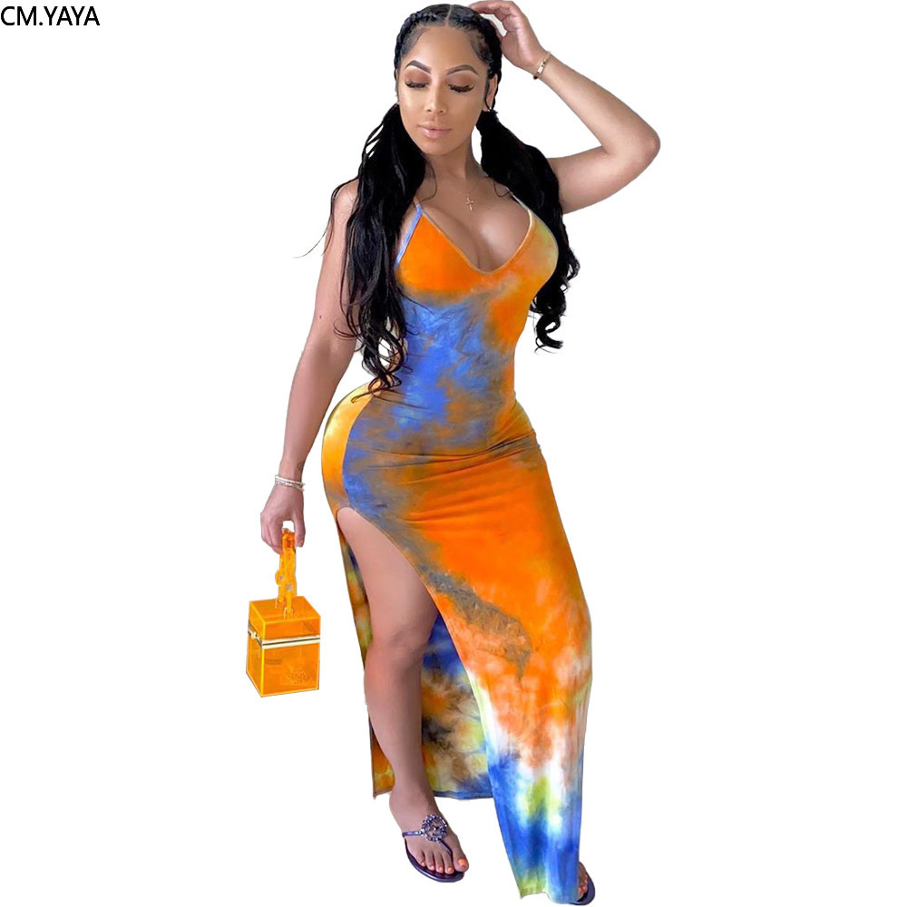 women dress tie dye sleeveless spaghetti strap v-neck open back high side split bodycon midi maxi long dress night dresses, Gray
women dress tie dye sleeveless spaghetti strap v-neck open back high side split bodycon midi maxi long dress night dresses, Gray