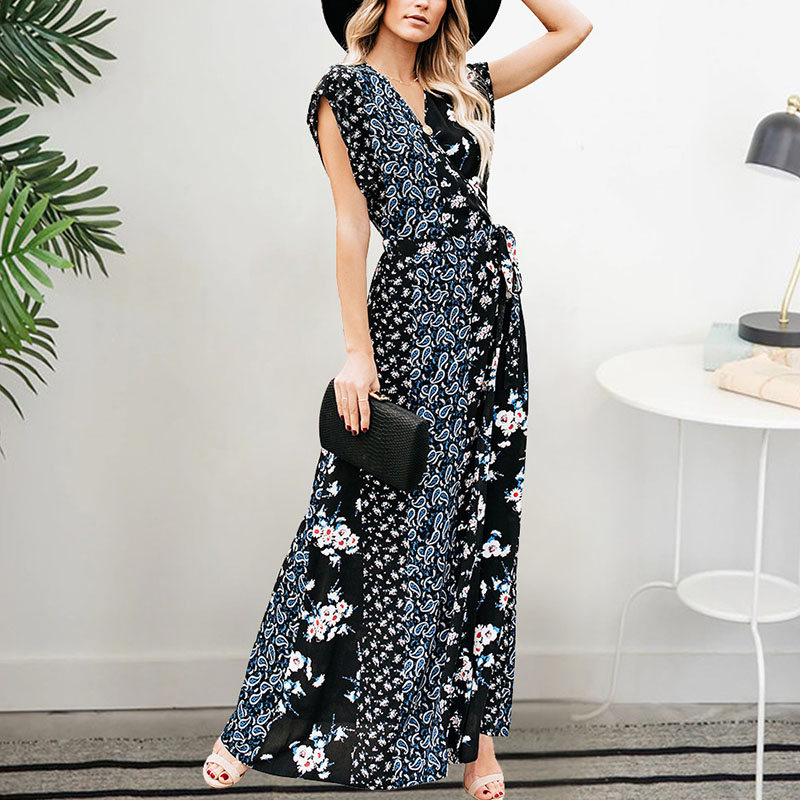 2019 New Ladies Dress Fashion Beach Evening Party Casual Loose Fit V-neck Short Sleeve Dresses, As pictures show
2019 New Ladies Dress Fashion Beach Evening Party Casual Loose Fit V-neck Short Sleeve Dresses, As pictures show