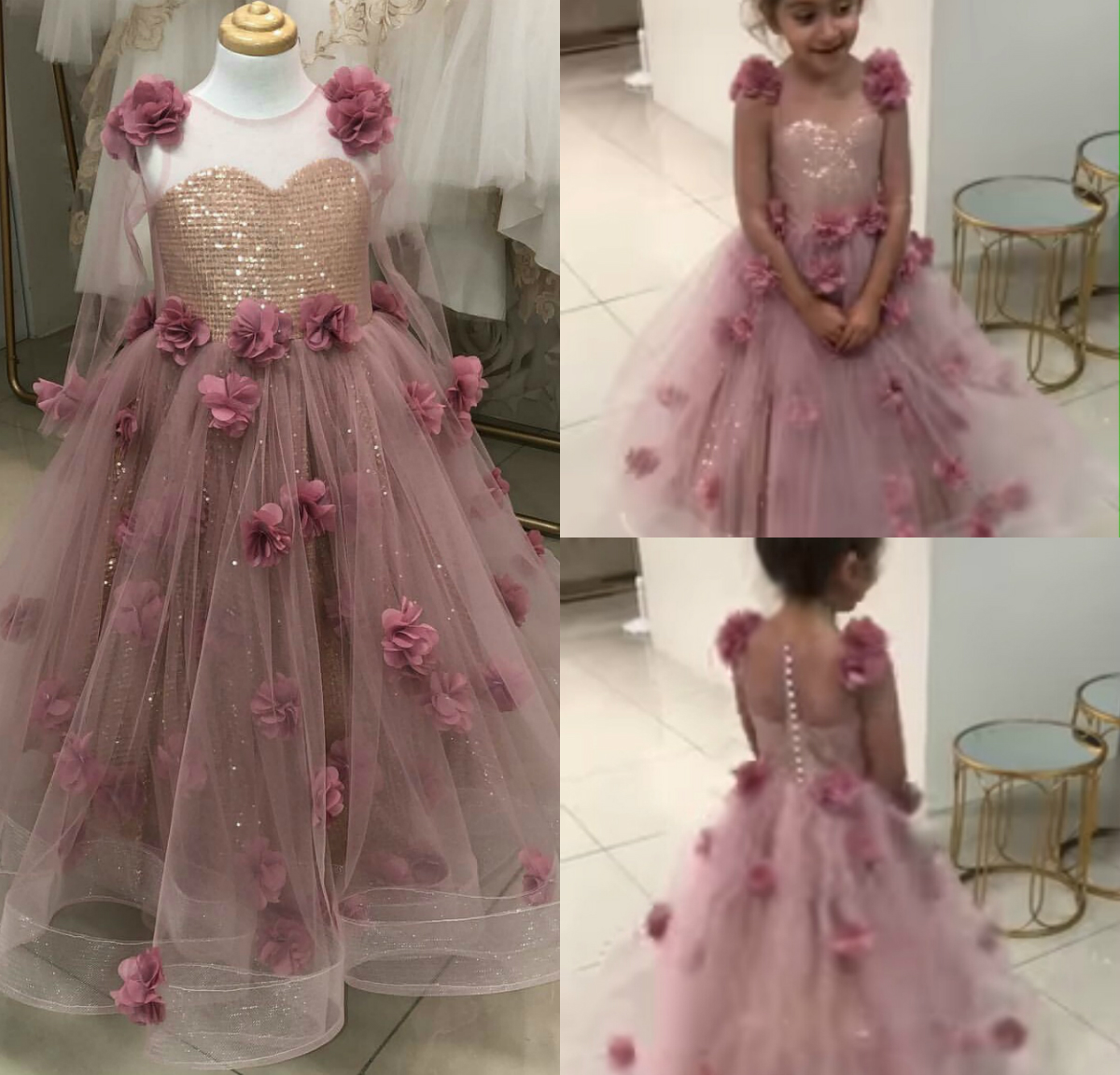 Cute Flower Girl Dresses Lace Sequins Handmade Flowers Little Kids Birthday Party Gift Luxury Girls Pageant Gowns, Champagne
Cute Flower Girl Dresses Lace Sequins Handmade Flowers Little Kids Birthday Party Gift Luxury Girls Pageant Gowns, Champagne