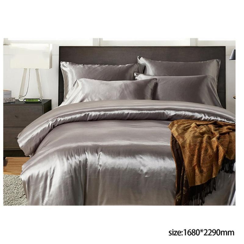 3pcs Bedding Set Fashion Solid Washable Soft Silk Duvet Cover Pillowcase Bed Supplies for Home Hotel Queen/King/TWIN Size