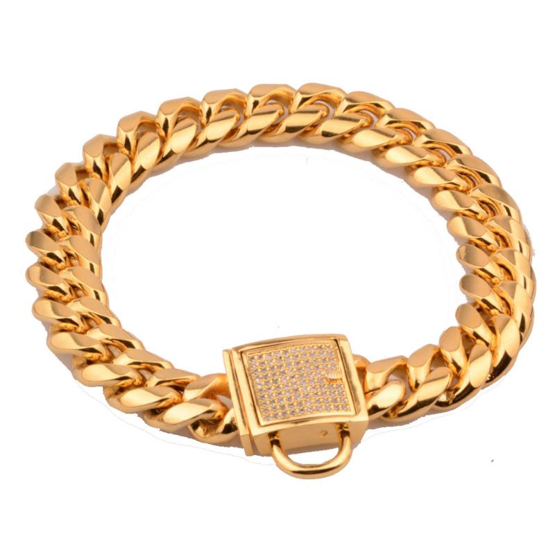 Pet Dog Chains Durable Thickness Gold Stainless Training Walking Chain Collars Metal Strong Dog Pet Leashes Puppy Supplues