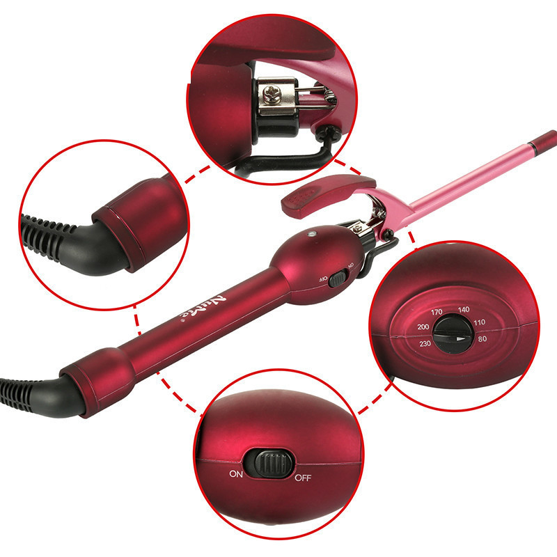 9 mm Professional Hair Curler Men Super Fine Curling Irons Women Salon Ceramic Coating Wand Curlers Roller Beauty Styling Tools