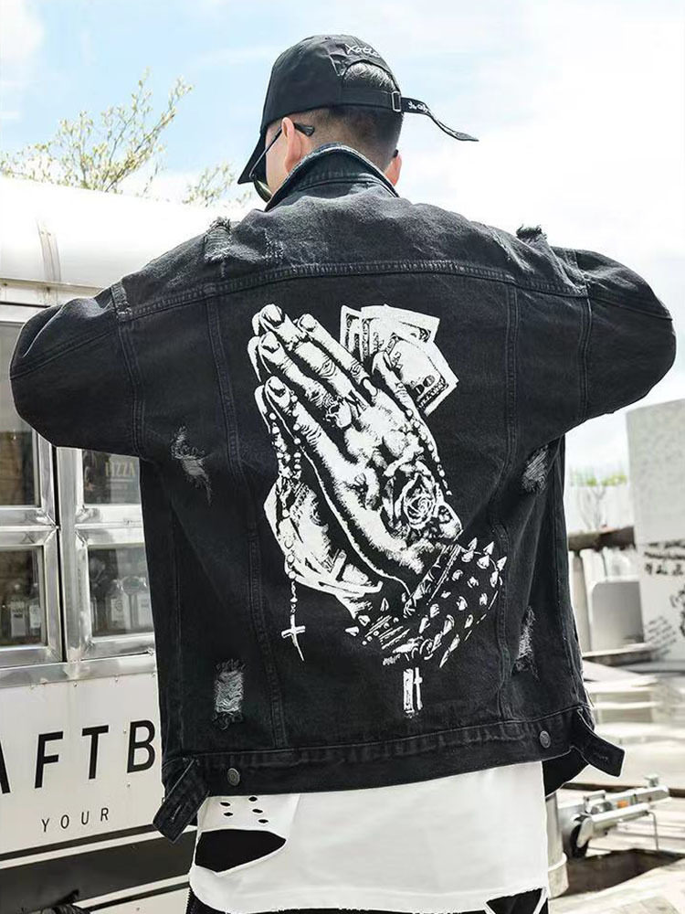 20SS Harajuku Hand Print Hole Ripped Jeans for Men Oversize Vintage Loose Casual Hip Hop Denim Jacket Windbreaker Bomber Jacket T200608, Black
20SS Harajuku Hand Print Hole Ripped Jeans for Men Oversize Vintage Loose Casual Hip Hop Denim Jacket Windbreaker Bomber Jacket T200608, Black