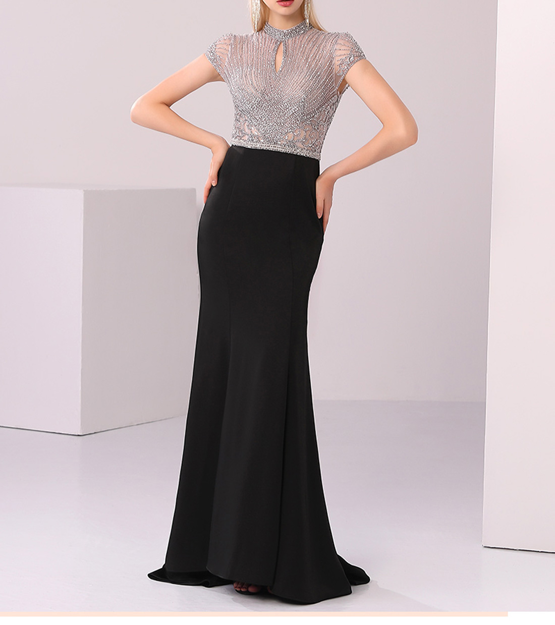 Luxury Sparkly High Neck Beading Cap Sleeves Long Chiffon Trumpet /Mermaid Sweep Train Evening Dress Party Gown Cheap robe de soiree, Customize
Luxury Sparkly High Neck Beading Cap Sleeves Long Chiffon Trumpet /Mermaid Sweep Train Evening Dress Party Gown Cheap robe de soiree, Customize