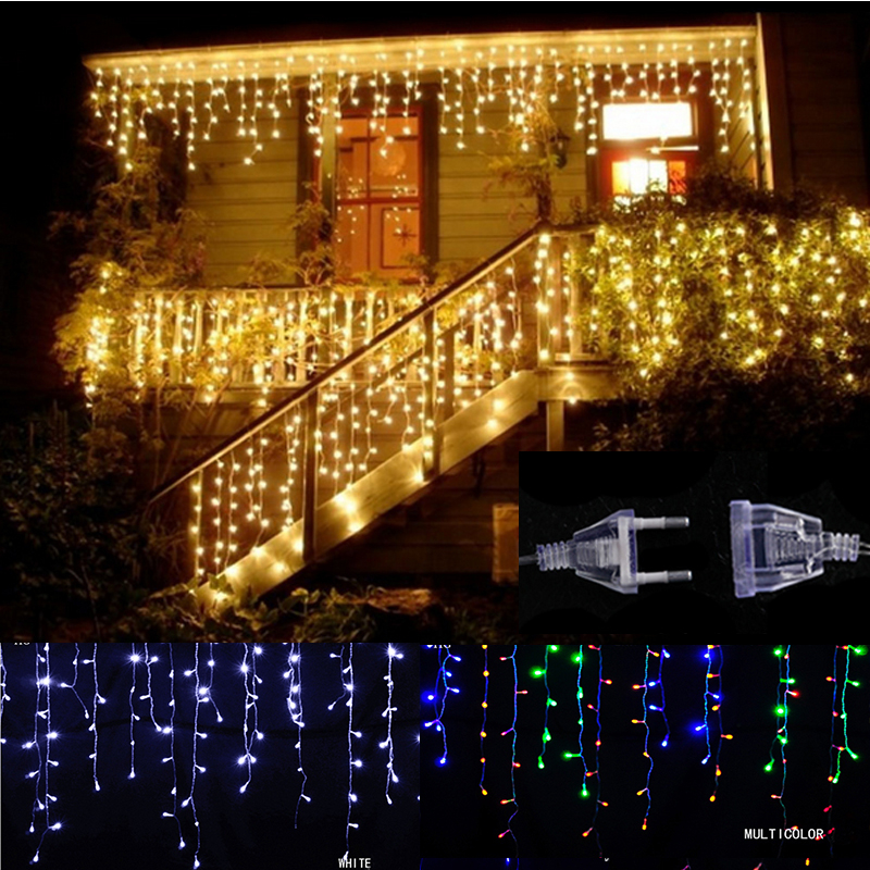 Curtain Icicle Led String Lights Christmas Lights Outdoor Decoration 220V 4M Droop 0.4-0.5-0.6m Fairy Lights for eaves, garden, balcony