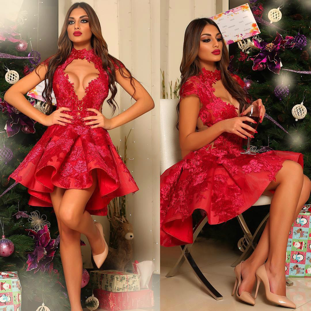2019 Short Prom Dresses High Neck Hollow Front Lace Appliqued Ruffles Short Sleeves Cocktail Party Dress Mini Red Arabic Evening Gowns, Yellow
2019 Short Prom Dresses High Neck Hollow Front Lace Appliqued Ruffles Short Sleeves Cocktail Party Dress Mini Red Arabic Evening Gowns, Yellow