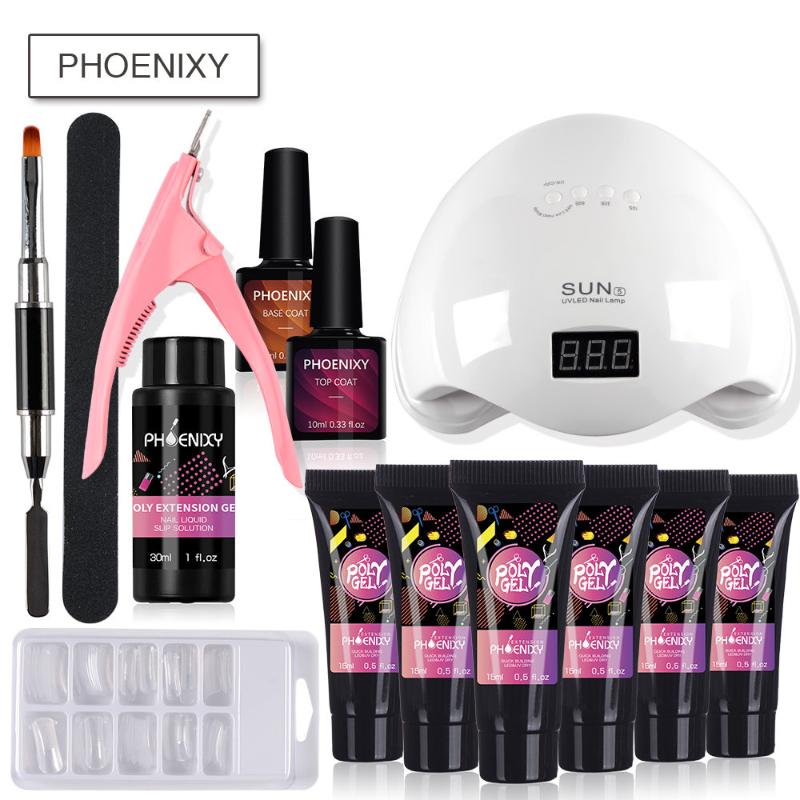 Nail Art Kits Set Kit 48w UV LED Lamp 15ml Crystal Jelly Gel Tools For Manicure Extension