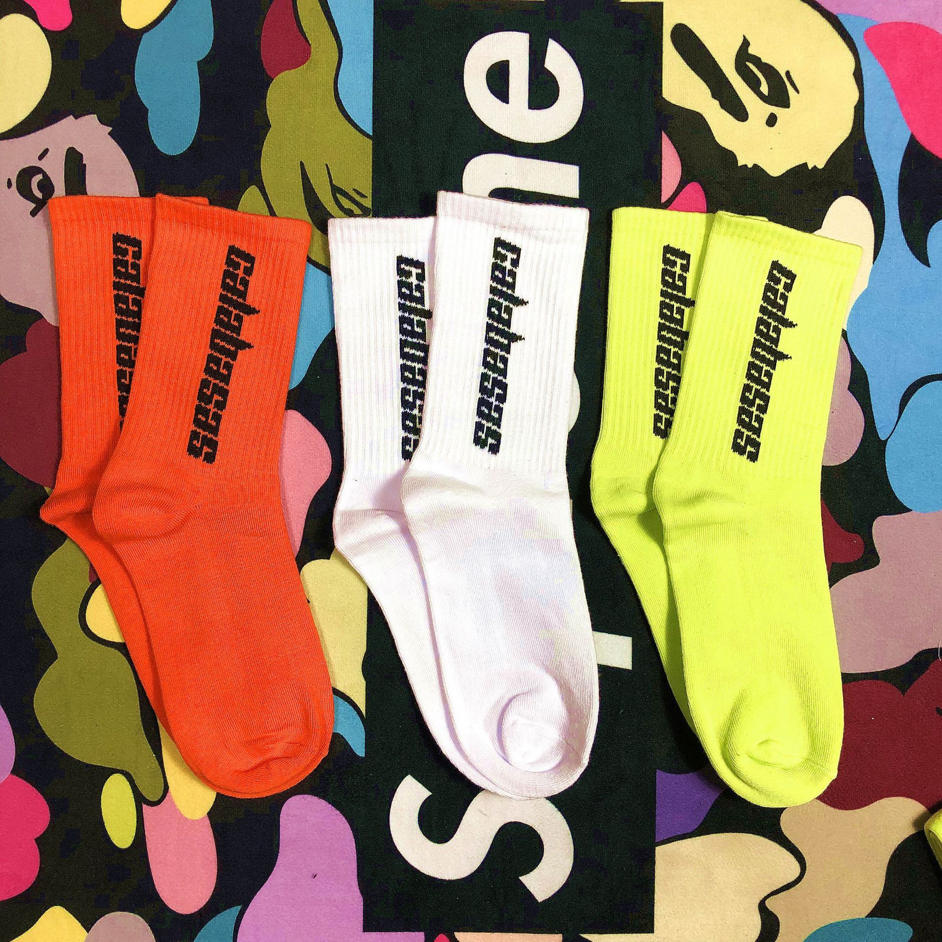 hot bursts of calabasas tricolor fashion base basics color stockings men sports basketball socks