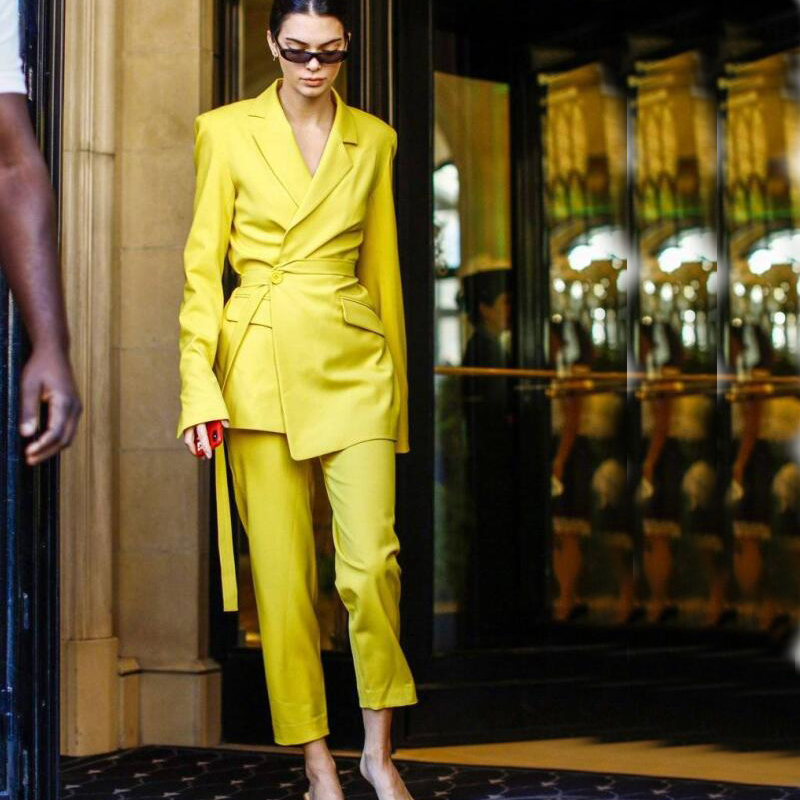 Blazer summer Yellow women's suit Bandage suit trousers Office clothing Party dress 2 piece set Slim temperament Formal wear2020
Blazer summer Yellow women's suit Bandage suit trousers Office clothing Party dress 2 piece set Slim temperament Formal wear2020