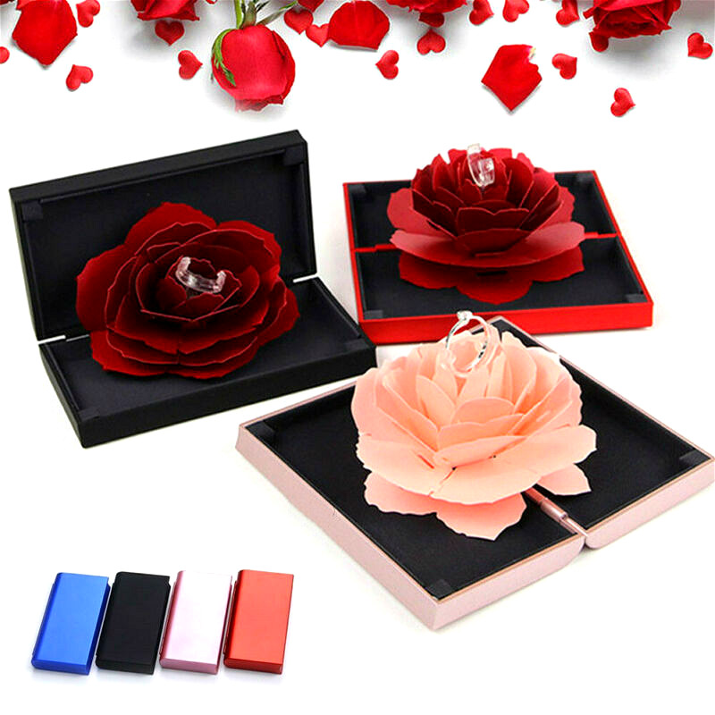Romantic Up Rose Ring Box Wedding Valentine's Day Engagement Jewelry Storage Holder Case Bump Gifts Boxes
Romantic Up Rose Ring Box Wedding Valentine's Day Engagement Jewelry Storage Holder Case Bump Gifts Boxes