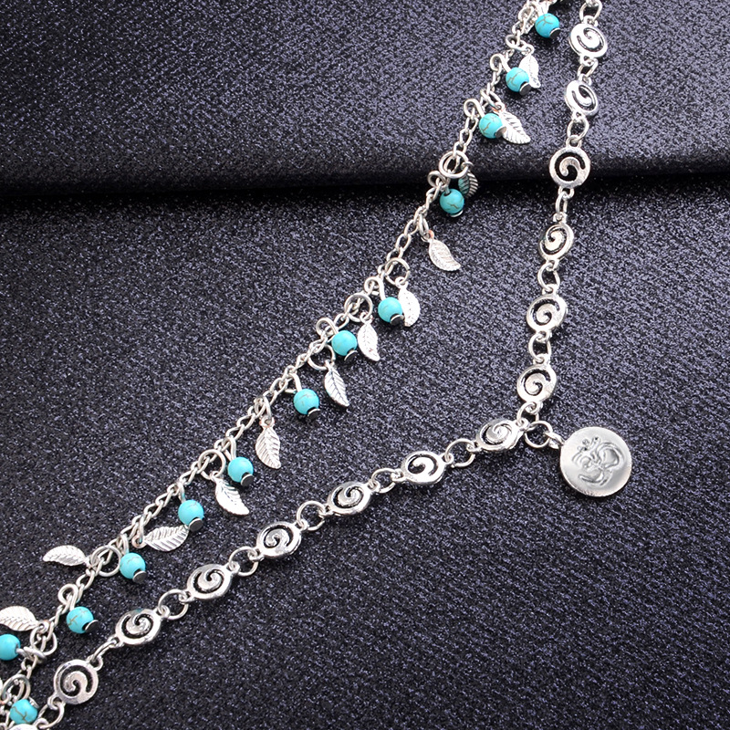 Leaf anklet bracelet layered boho style metal anklet beach sea hawaii lady romantic sexy
