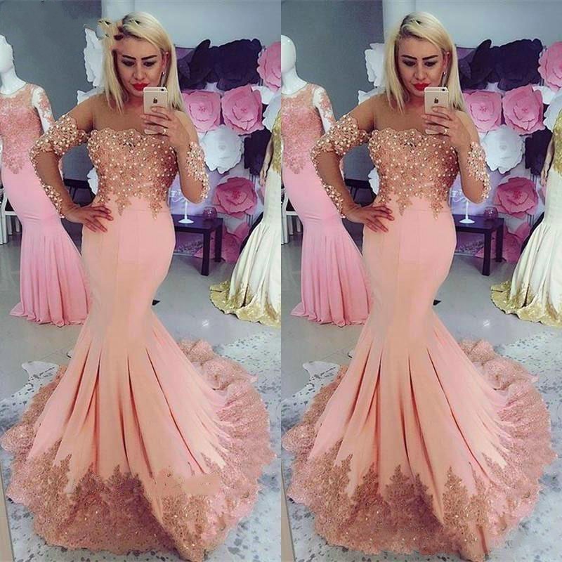 Pink Mermaid Long Sleeve Prom Dresses Crystal Lace Ruffle Formal Evening Gowns Sheer Neck Zipper Back Sweep Train Cocktail Dresses, Light yellow
Pink Mermaid Long Sleeve Prom Dresses Crystal Lace Ruffle Formal Evening Gowns Sheer Neck Zipper Back Sweep Train Cocktail Dresses, Light yellow