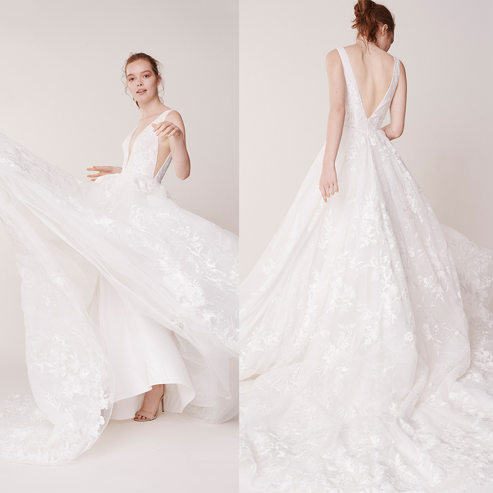Modest A Line Rita Vinieris Bohemian Dresses V Neck Sleeveless Sequins Applique Tulle Backless Wedding Gowns Sweep Train robe de mariée