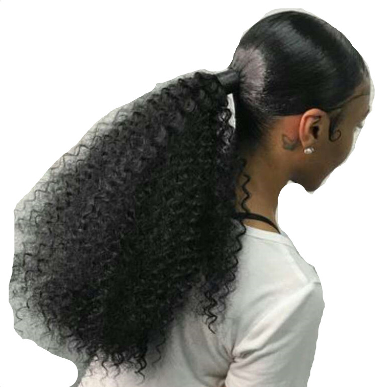 3B 3C Kinky Curly Ponytail Human Hair For Women Natural Color Mongolian Clip In Human Hair Extensions Diva Remy One Piece 140g