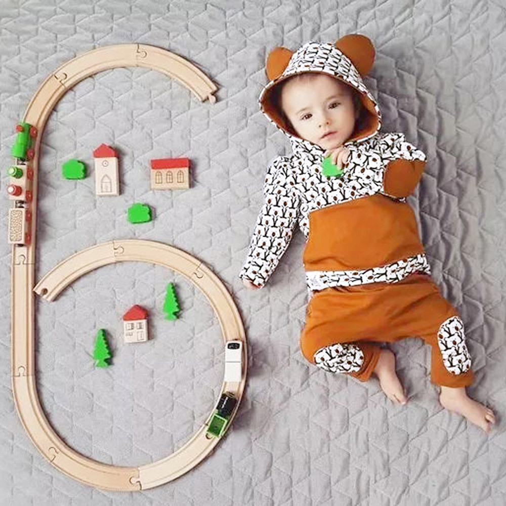 Baby Boys Girls clothes set Long Sleeve Animal Print Tops+ Pants Outfits Clothes baby clothing ropa recien nacido roupas