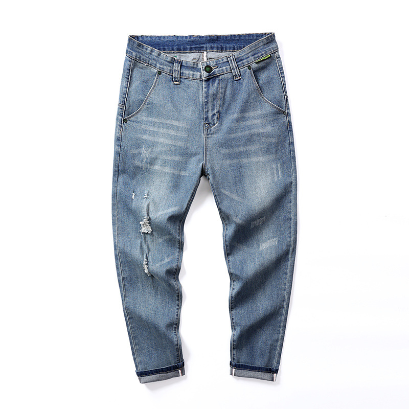 Summer new nine-point hole jeans loose thin cotton jeans oversized loose stretch harem pants men, Photo color
Summer new nine-point hole jeans loose thin cotton jeans oversized loose stretch harem pants men, Photo color