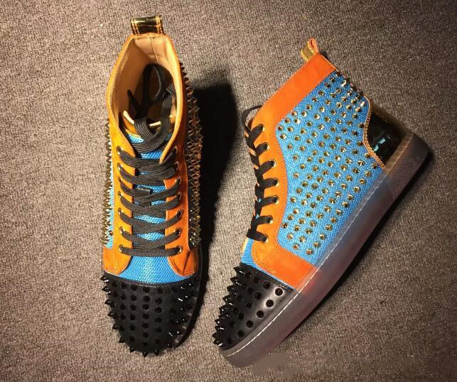 Full Spiked Shoes Sporty Spikes 2 High Tops Red Bottom Men's Shoes Sneaker Spiked Black And White Patent Leather velours Luxury Orlato shoes, Colour 1
Full Spiked Shoes Sporty Spikes 2 High Tops Red Bottom Men's Shoes Sneaker Spiked Black And White Patent Leather velours Luxury Orlato shoes, Colour 1