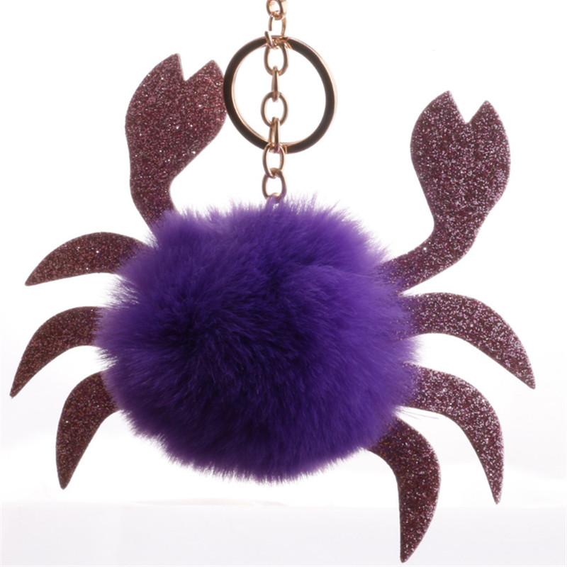 5pcs/Lot Keychain Pendant Decorative Cartoon Crab Plush Ball Cute Hanging Ornament Key Ring Holder Hanging Pendant For Bag