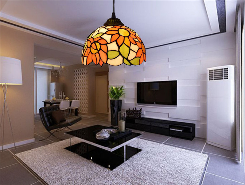 20CM European creative pastoral sun flower small chandelier Tiffany stained glass aisle balcony corridor bar chandelier TF059