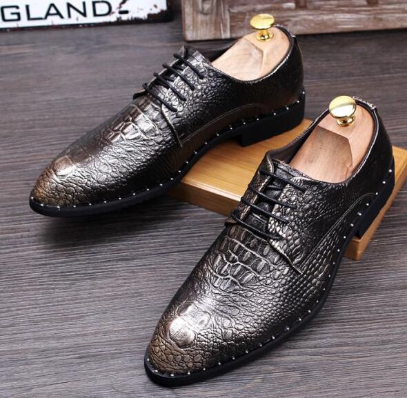 Men's Crocodile Grain Genuine Leather Dress Shoes Fashion Man Pointed Toe Casual Wedding Party Oxfords Mens Lace-Up Business Flats, Black
Men's Crocodile Grain Genuine Leather Dress Shoes Fashion Man Pointed Toe Casual Wedding Party Oxfords Mens Lace-Up Business Flats, Black