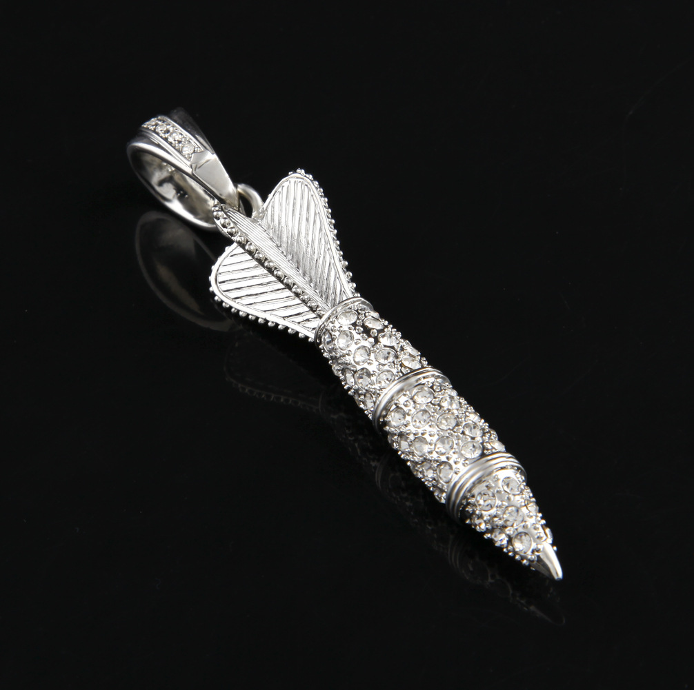 Fashion-diamond rocket pendant Heavy Industries full of diamond darts pendant Men's hip hop necklace