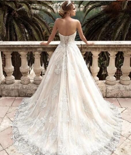 Vestidos De Noiva 2020 Dresses with Detachable Half Long Sleeves Lace Appliqued Bridal Corset Back Custom Made Wedding Gowns