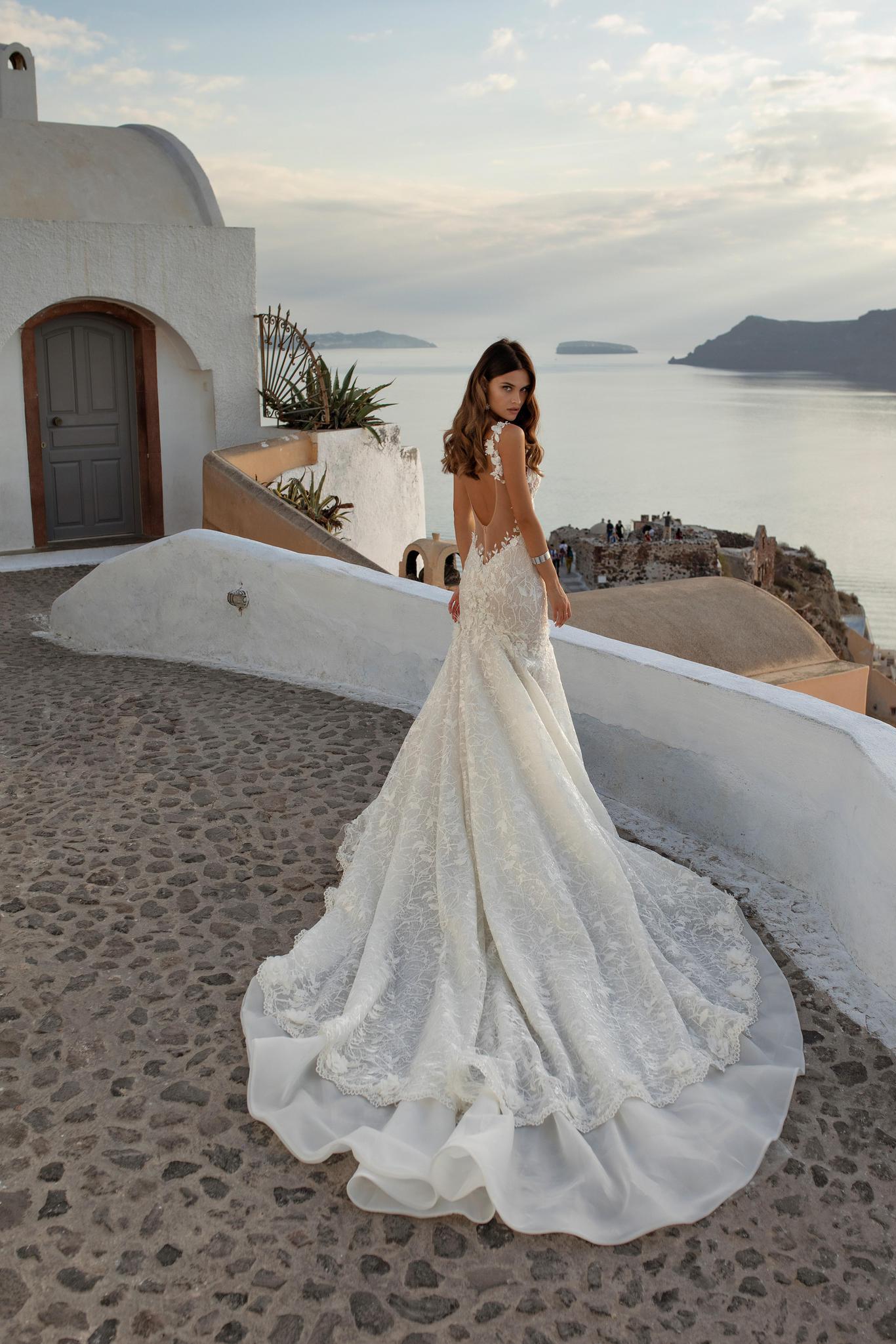Ricca Sposa Mermaid Wedding Dresses Sexy Illusion Spaghetti Lace Bridal Gowns Beach Backless 3D Flower Appliques Wedding Dress