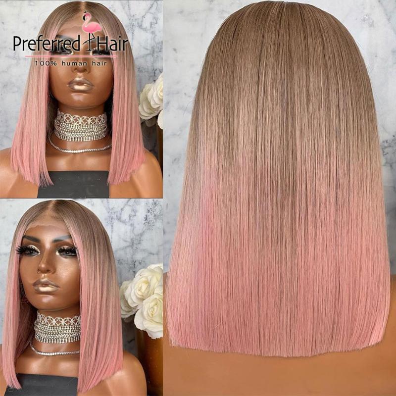 Preferred Pink Ombre Human Hair Wig Brazilian Remy Lace Front Human Hair Wigs Pre Plucked Bob Lace Front Wigs for Black Women, Brown color
Preferred Pink Ombre Human Hair Wig Brazilian Remy Lace Front Human Hair Wigs Pre Plucked Bob Lace Front Wigs for Black Women, Brown color