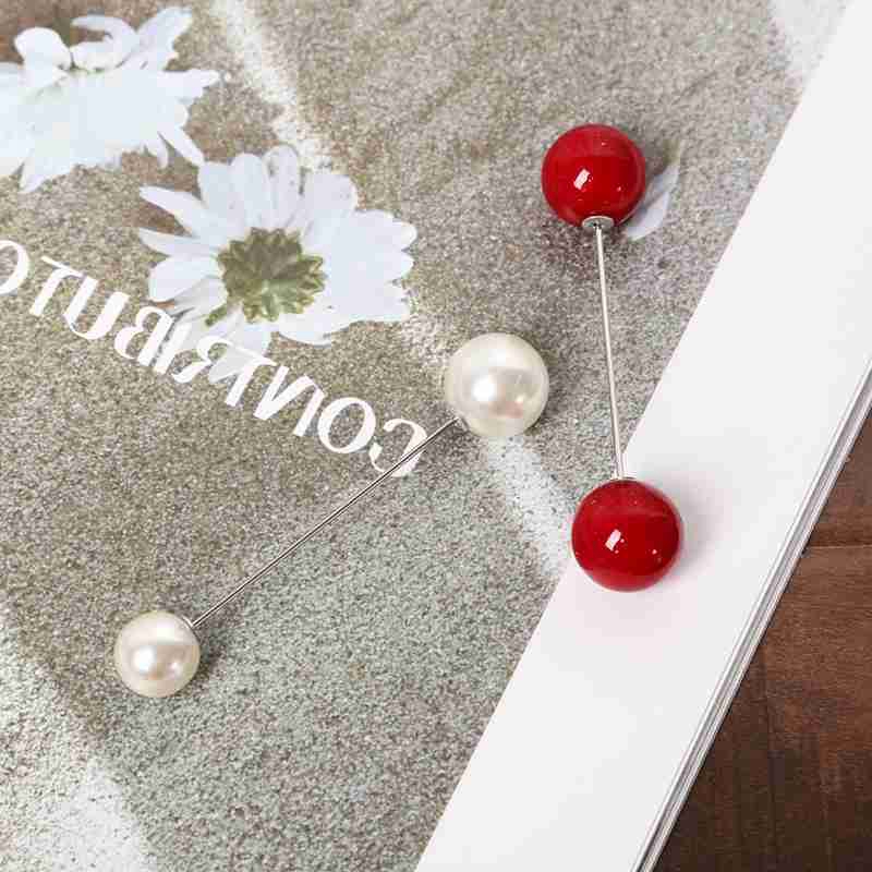 Sweater shawl clip double-layer imitation pearl brooch safety pin women's clothing / all kinds of change dress up decoration -