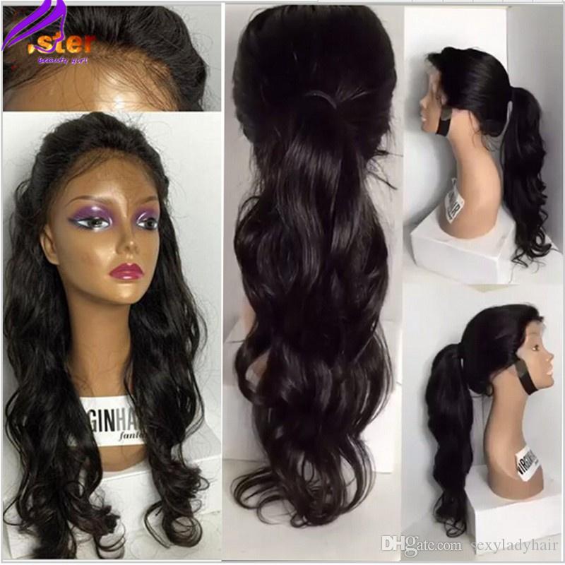 High quality long body wave synthetic wigs for black woman black synthetic lace front wig heat resistant natural hairline