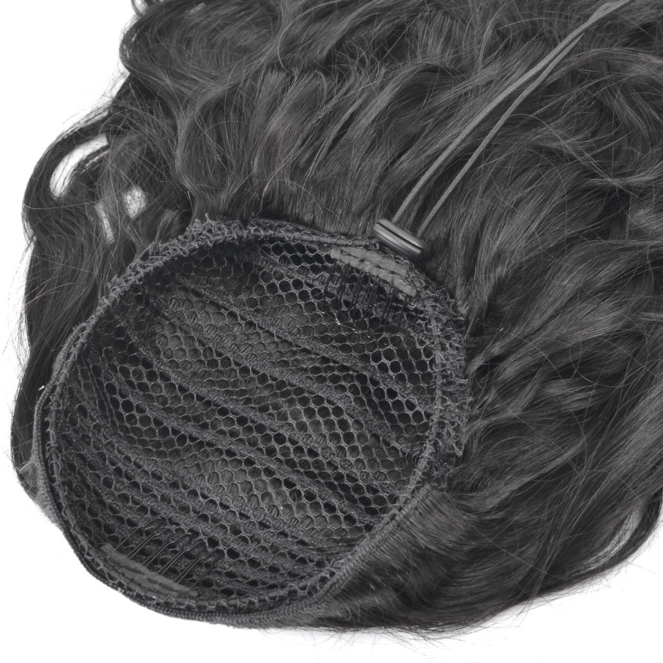Brazilian curly wavy Drawstring ponytails human hair Extension DIVA Clips 120g Remy Pony tail hair piece wet wave