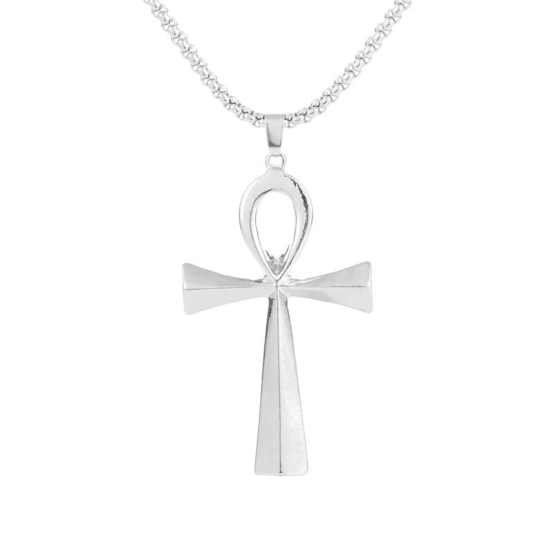 Egyptian Ankh Crucifix Necklaces Pendants with Chain Metal Symbol of Life Cross Necklace Gold Silver Fashion Design Punk Hip Hop Religion Jewelry Gift