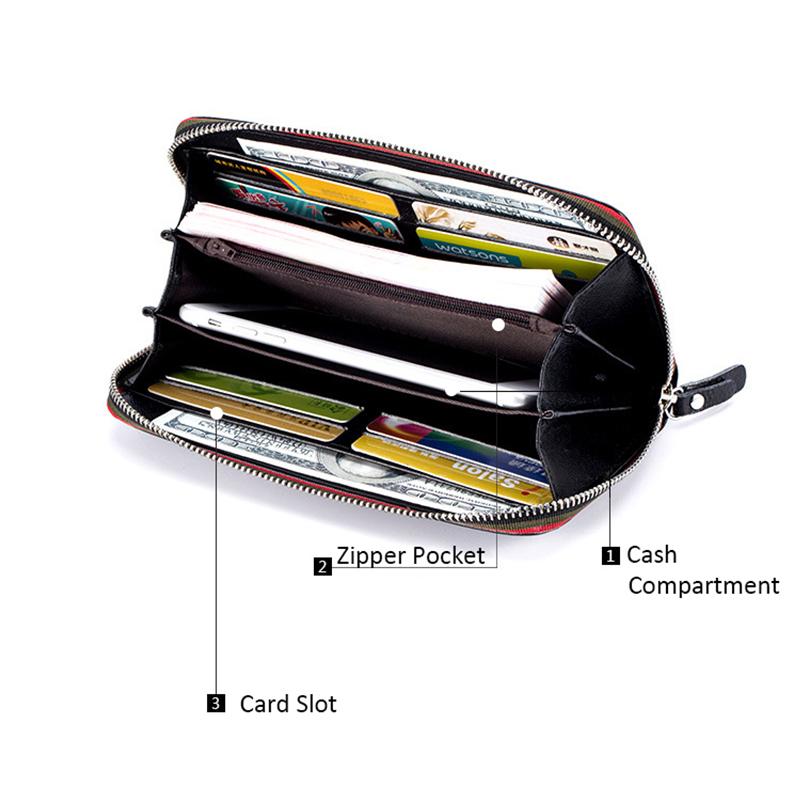Long Women Wallet with Interior Moblie Female Large Purse Perse Carteira Woman Genuine Leather Card Money Bag Ladies Coin