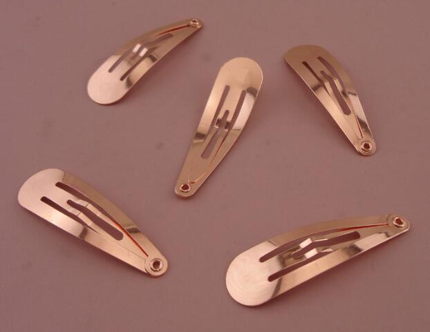 50PCS Rose Golden 5.0cm 2.0" Plain Round Head Metal Snap Clip no hole at nickle free,lead free,boutique hair accessories,DIY