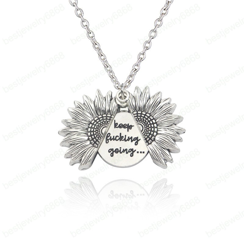 New Women Gold Necklace Custom You are my sunshine Open Locket Sunflower Pendant Necklaces Free Flower Jewelry Christmas Gift