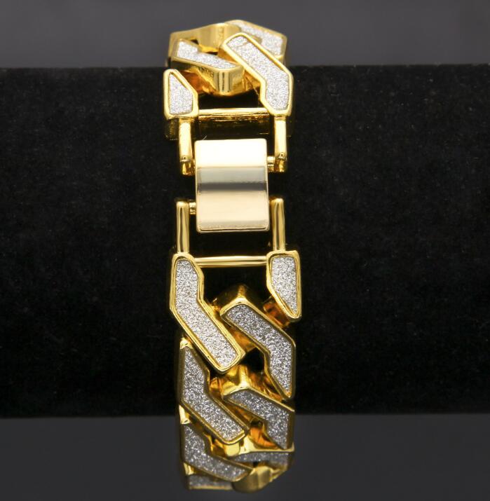 Cuban Chain Bracelet For Mens Tops Quality Pop Club Accessories Ice Out Hip Hop Bracelets Gold Plating Bangle Zircon Chains WY338