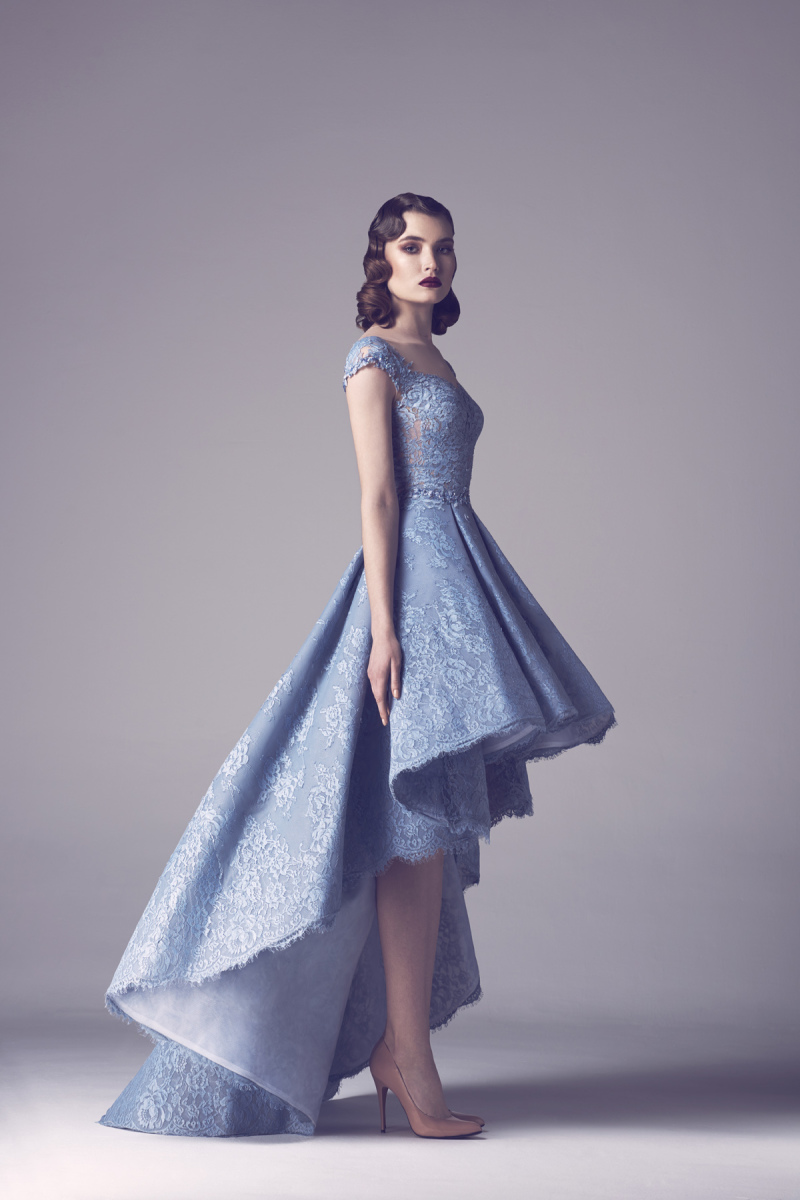 2019 Vintage Lace Prom Dresses Hi Lo Cap Sleeves Beaded Plus Size Evening Dress Fadwa Baalbaki Formal Party Gowns Vestido de Festa